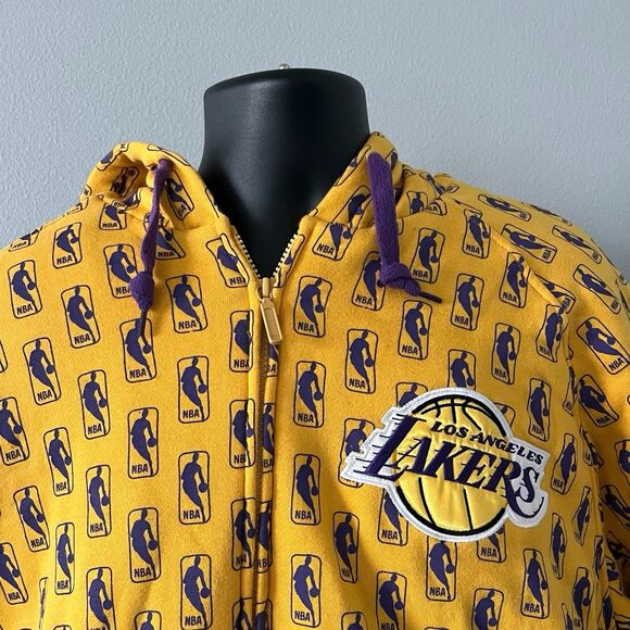 Vintage 90s Los Angeles Lakers Jacket Large Zip Up Hoodie Carl Banks G-111 NBA - Picture 3 of 9